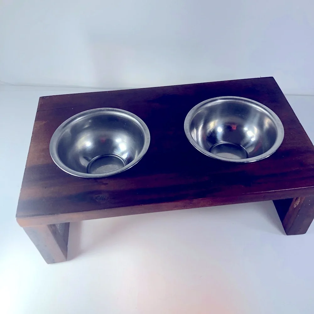Great little animal water & food bowl. Wood & metal